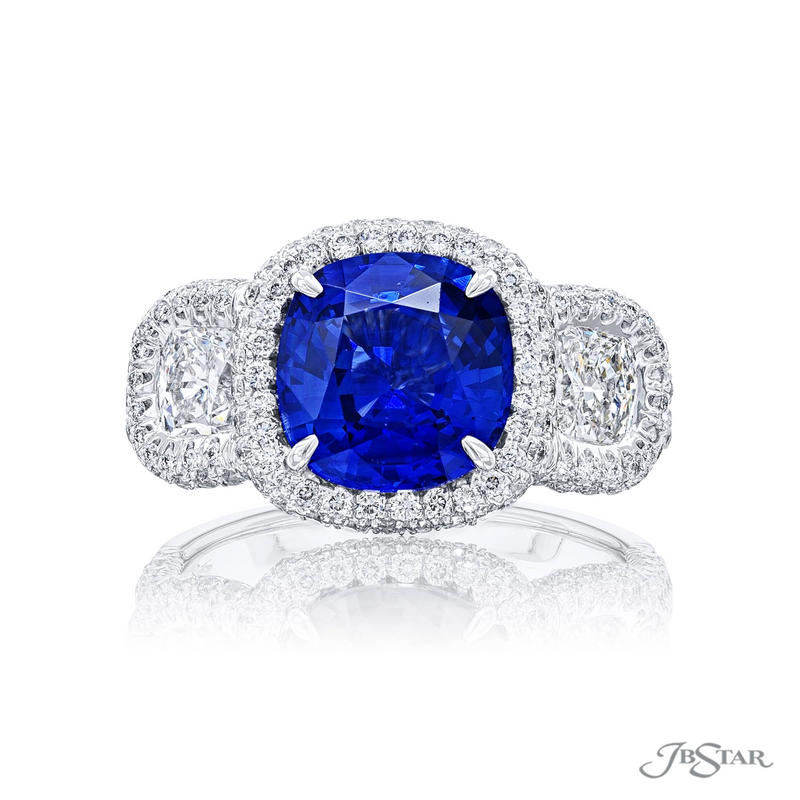 JB Star Platinum Round Sapphire & Diamond Ring - NAGI