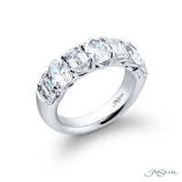 JB Star Platinum Shared Prong Emerald & Oval Cut Diamond Band img1