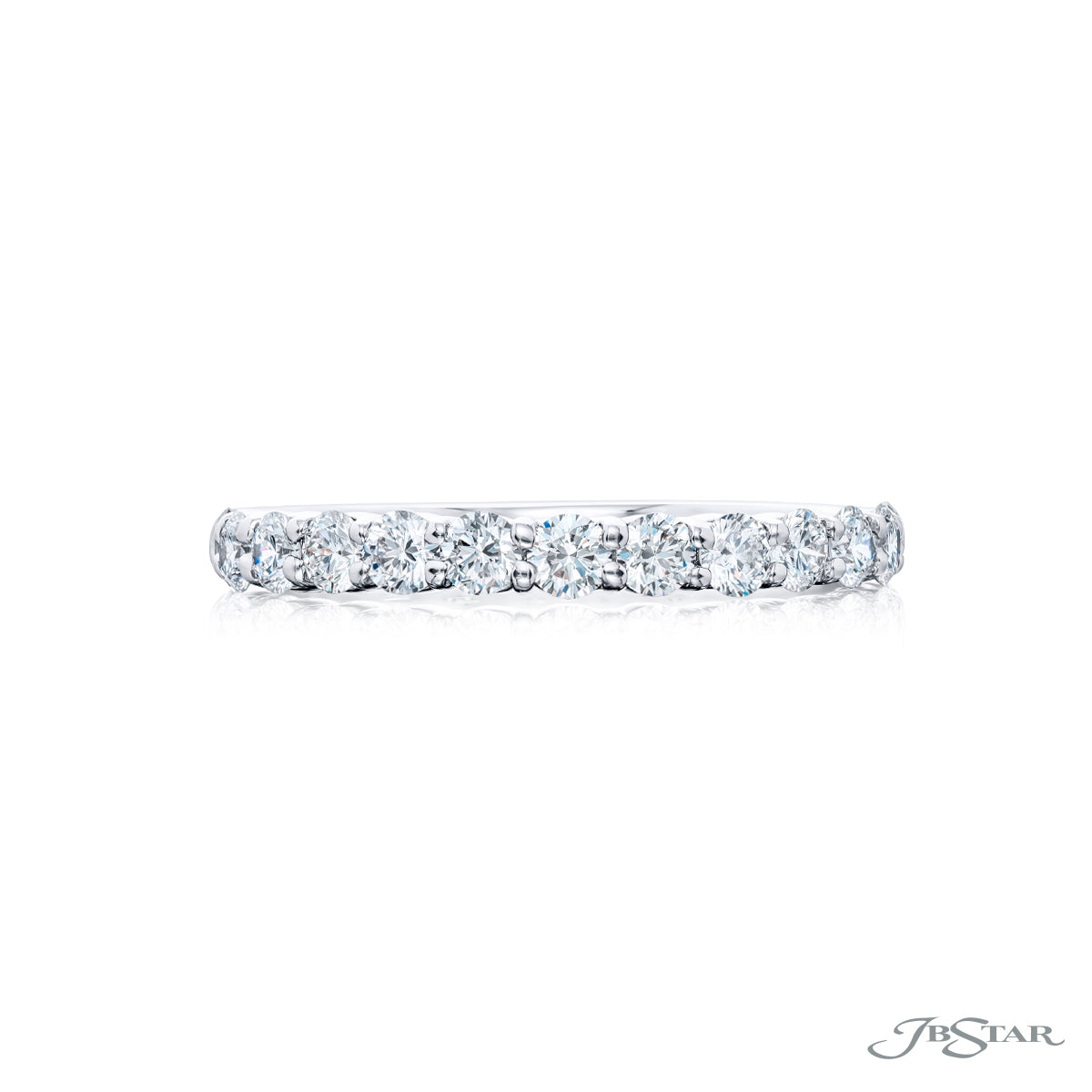 JB Star Platinum Shared Prong Round Cut Band img2