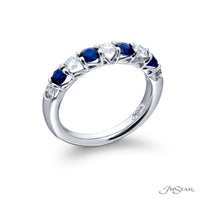 JB Star Platinum Shared Prong Round Sapphire & Round Diamond Band img1
