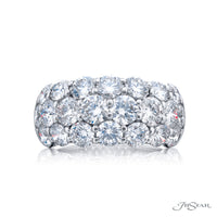 JB Star Platinum Shared Prong Set 3 Rows of Round Cut Diamond Band img2