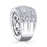 Platinum 5-Row Baguette and Round Diamond Band