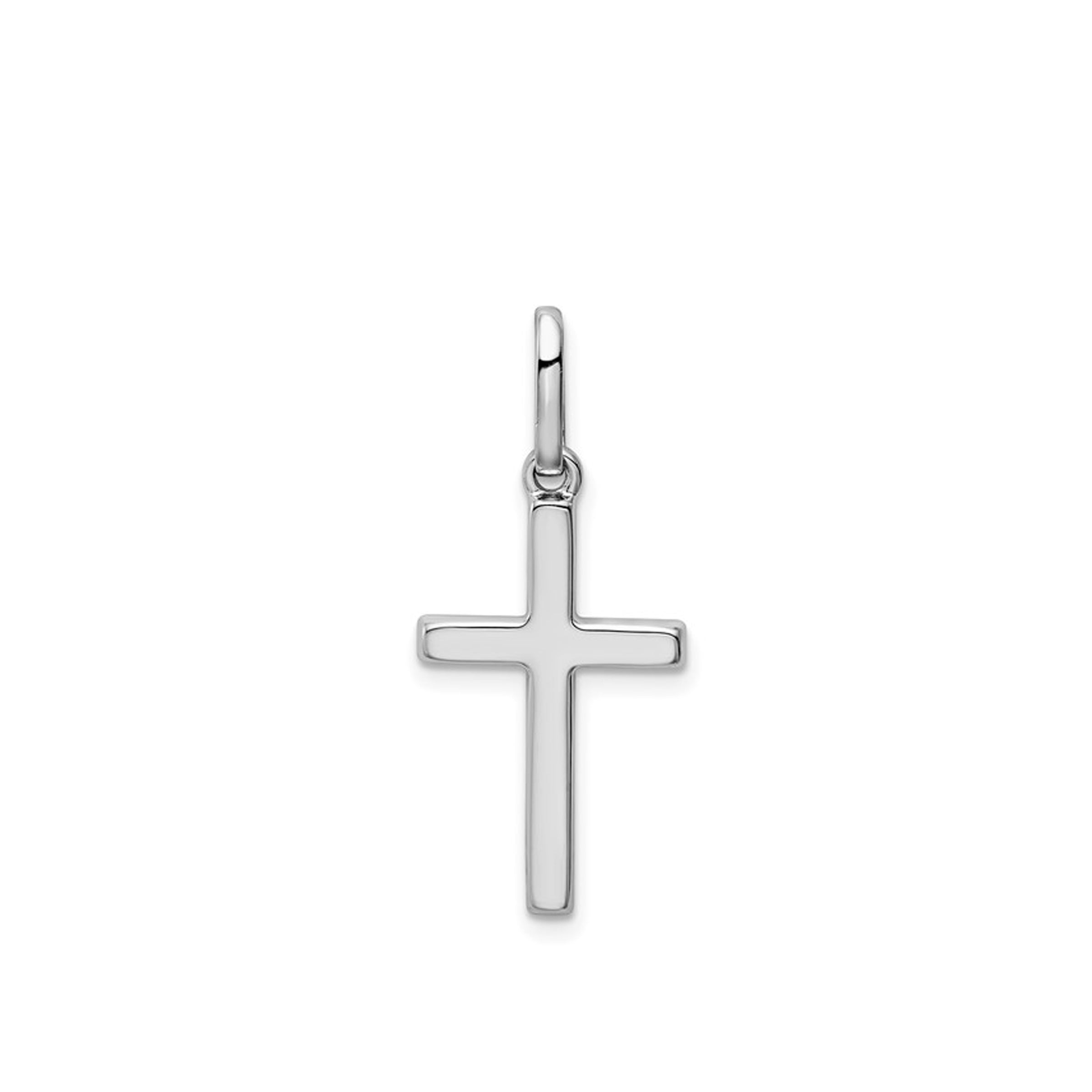 14K White Gold Hollow Cross Pendant