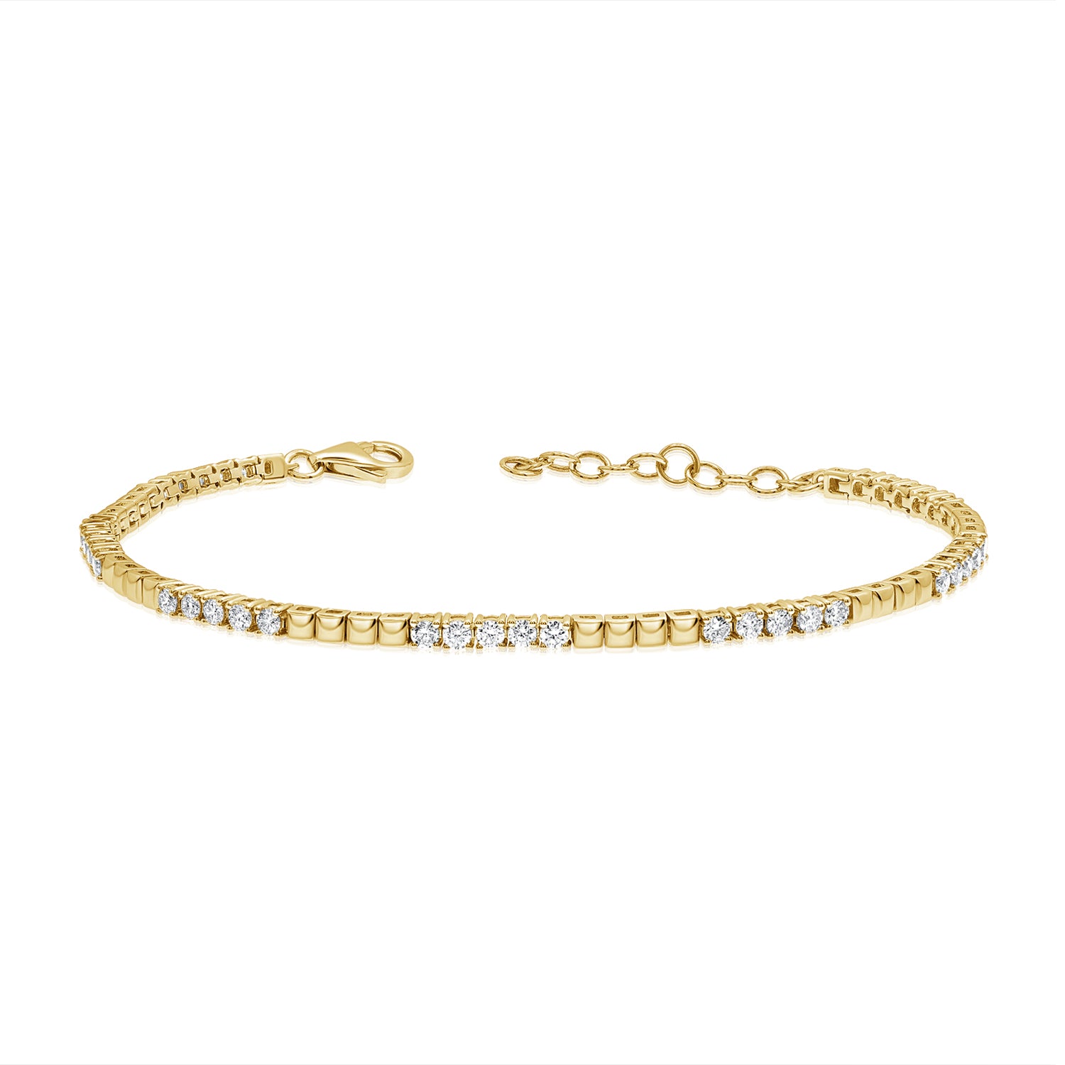 14K Yellow Gold Square Gold and Diamond Stations Bracelet