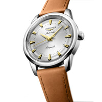 Longines Conquest 40MM Heritage Automatic Watch Silver Dial Brown Leather Strap L16504722