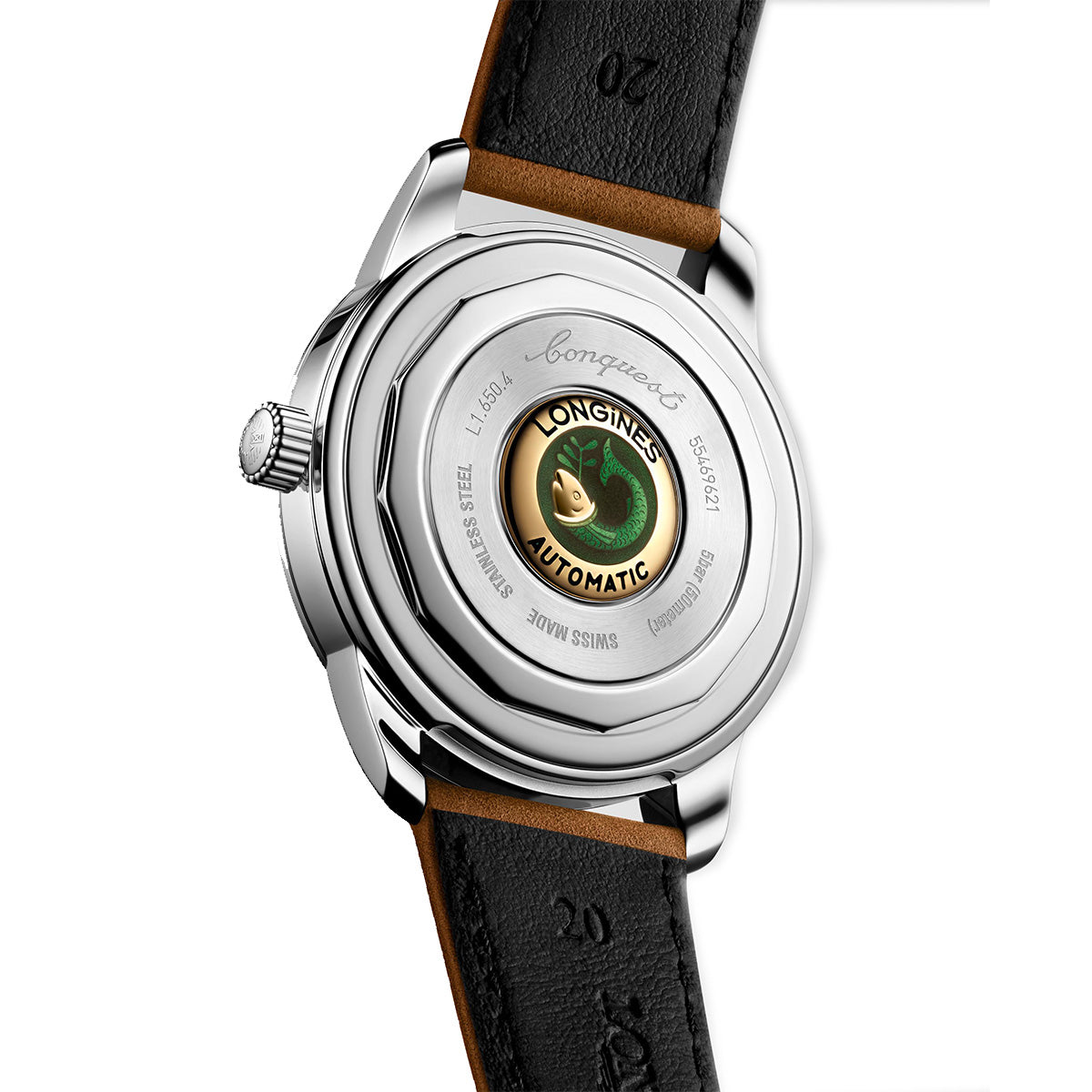 Longines Conquest 40MM Heritage Automatic Watch Silver Dial Brown Leather Strap L16504722