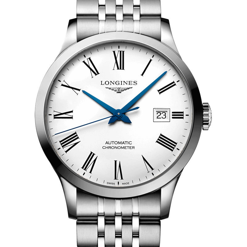 Longines Record 40MM Automatic White Dial Stainless Steel Watch L28214116