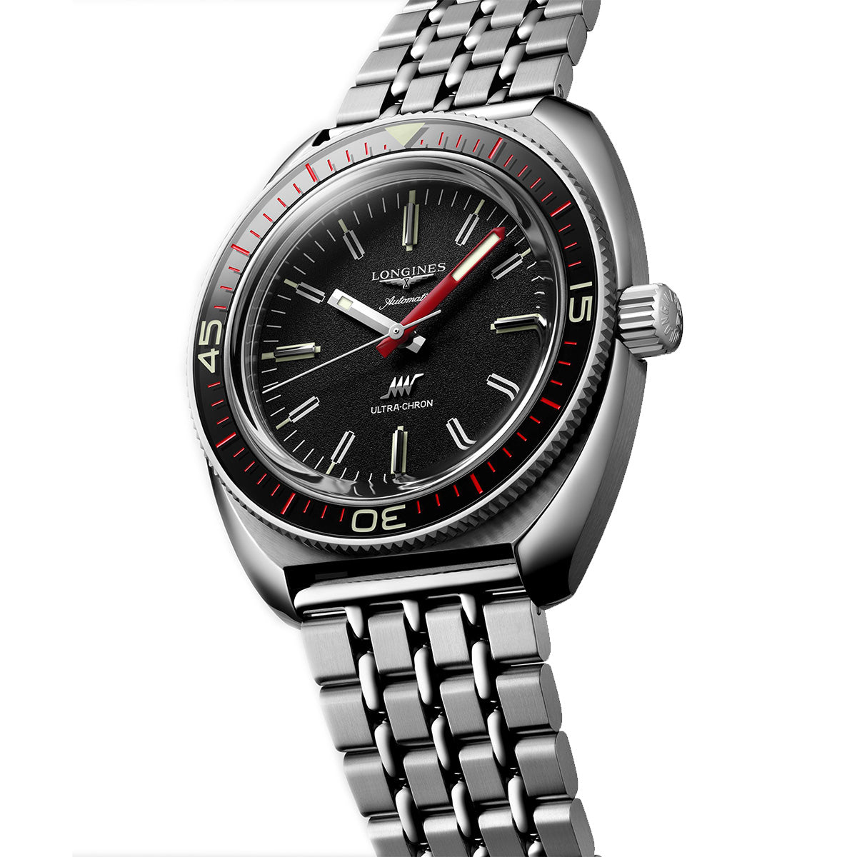 Longines Ultrachron 43MM Automatic Watch Black Dial Stainless Steel Bracelet L28364526