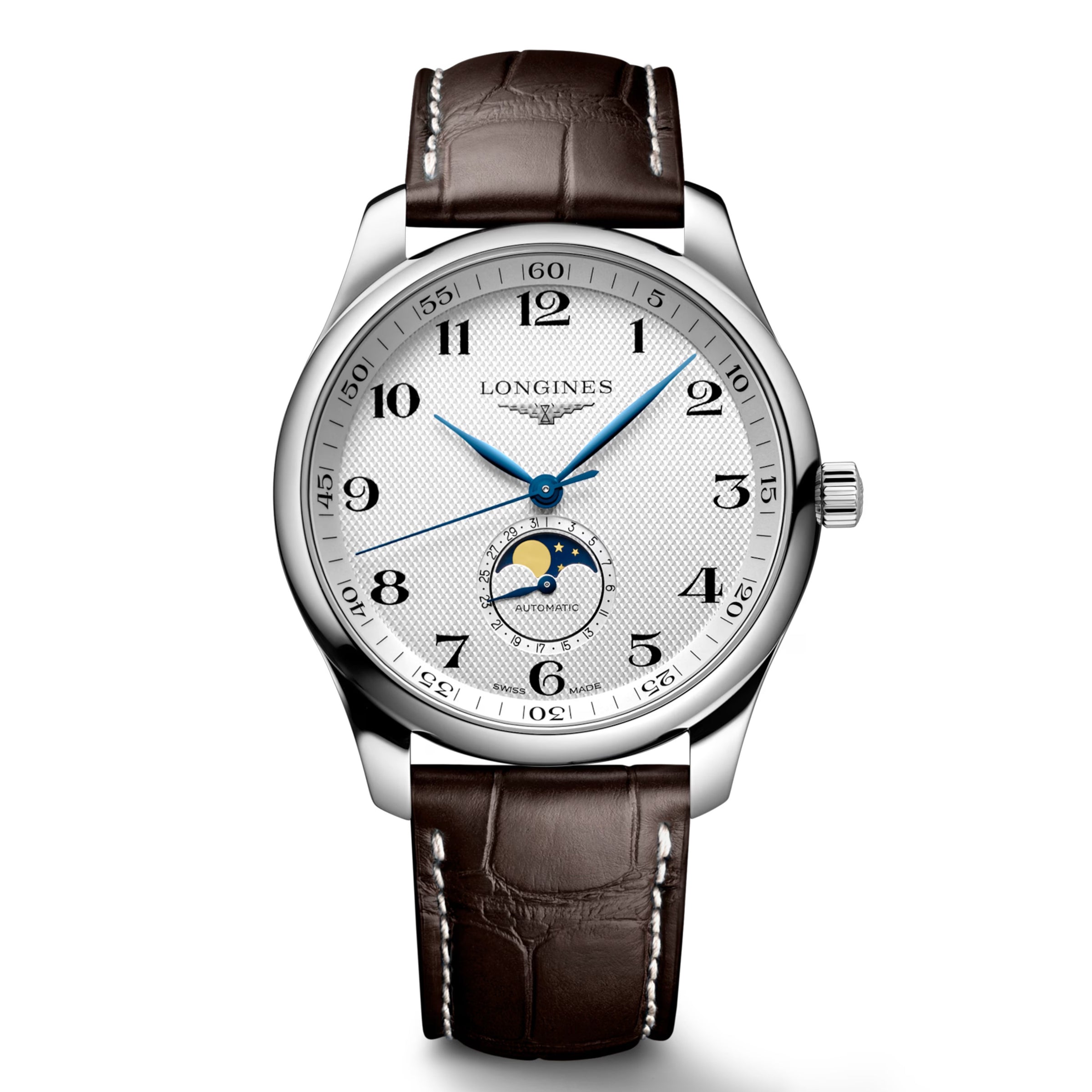 Longines Master Collection 42MM Automatic Moonphase Siler Barleycorn Dial Watch L29194783