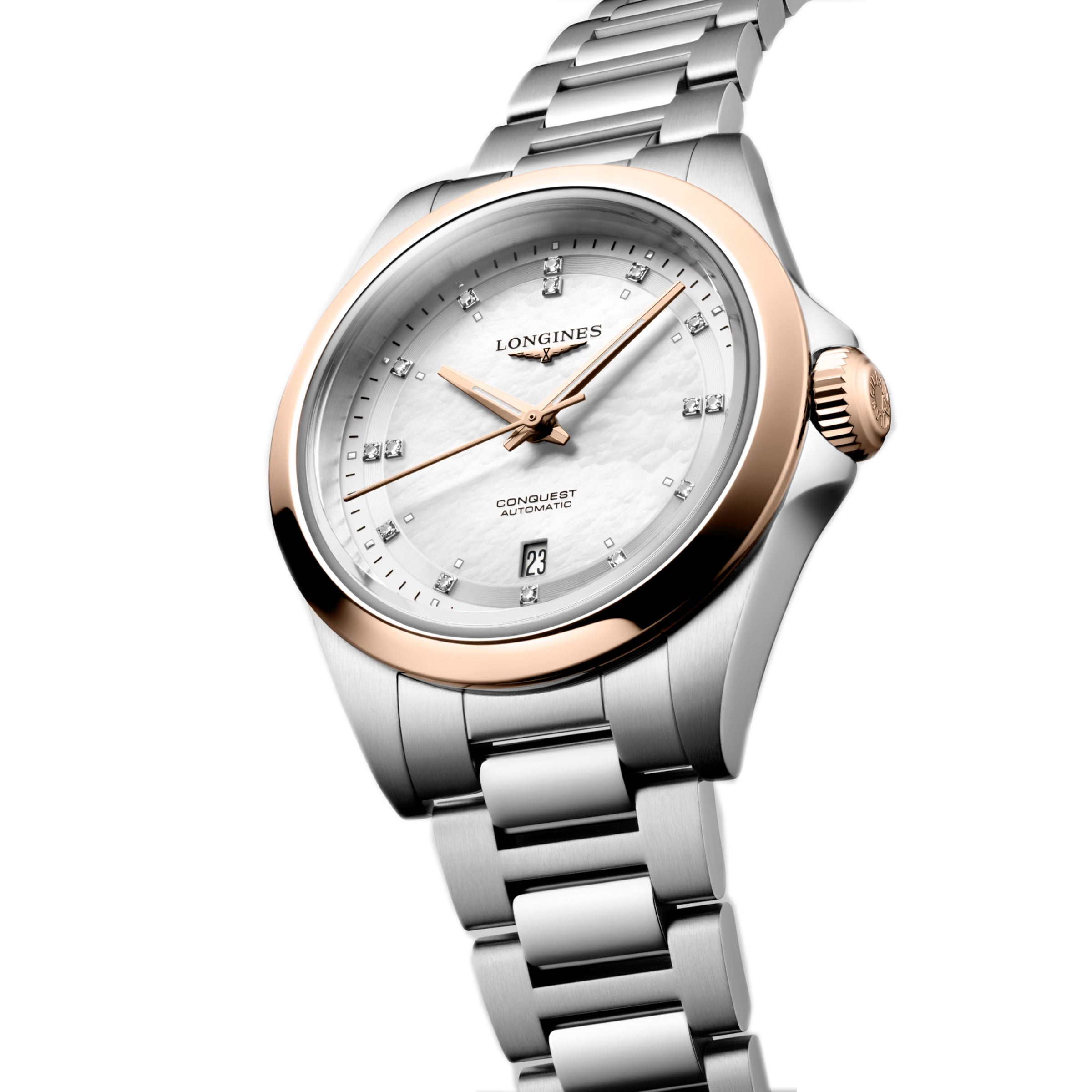 Longines Conquest 30MM Mother of Pearl Diamond Markers Two-Tone Watch L33205876