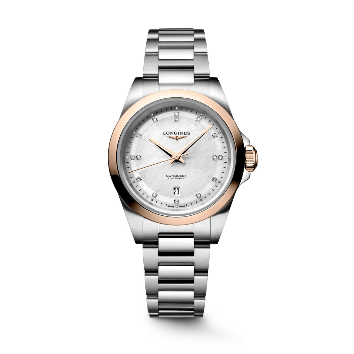 Longines Conquest 30MM Mother of Pearl Diamond Markers Two-Tone Watch L33205876