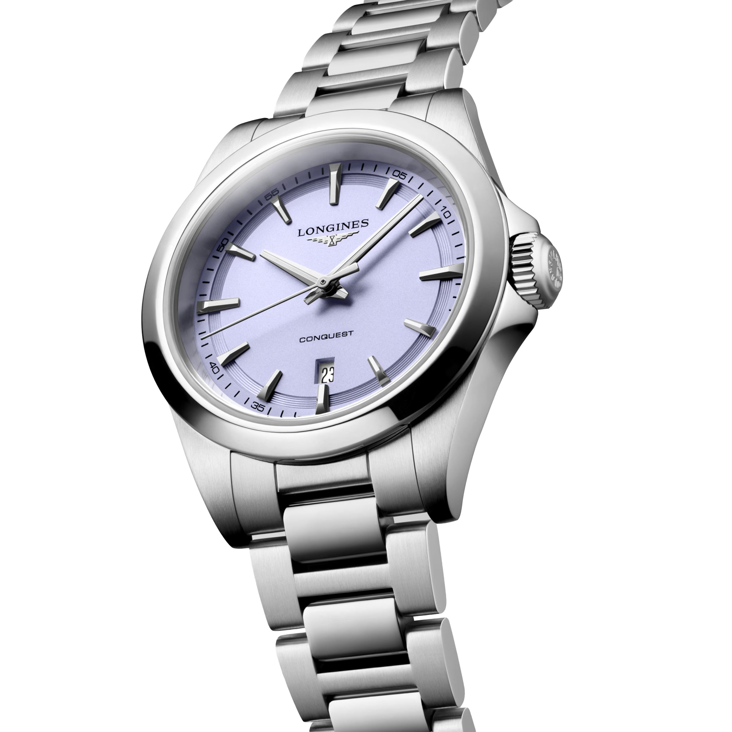 Longines Conquest 30MM Quartz Watch Lavender Mauve Dial Stainless Steel Watch L33504026