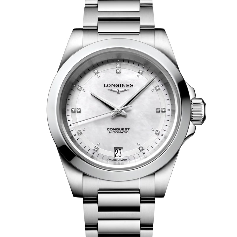 Longines Conquest Diamond Mother of Pearl Women's Watch L3.430.4.87.6 34.00mm