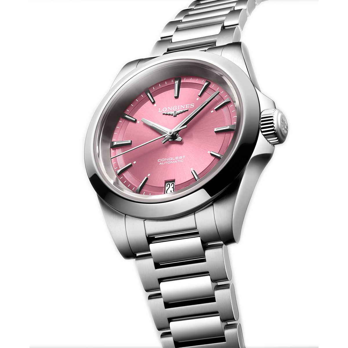Longines Conquest 34MM Automatic Watch Pink Dial Stainless Steel Bracelet L34304996 - NAGI