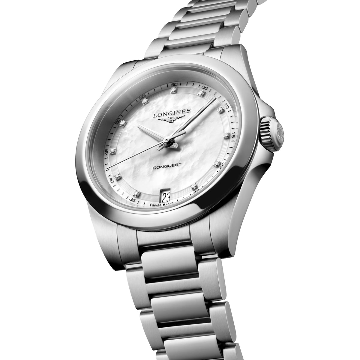 Longines Conquest 34MM Quartz Watch Mother of Pearl Dial Stainless Steel L34604876 - NAGI