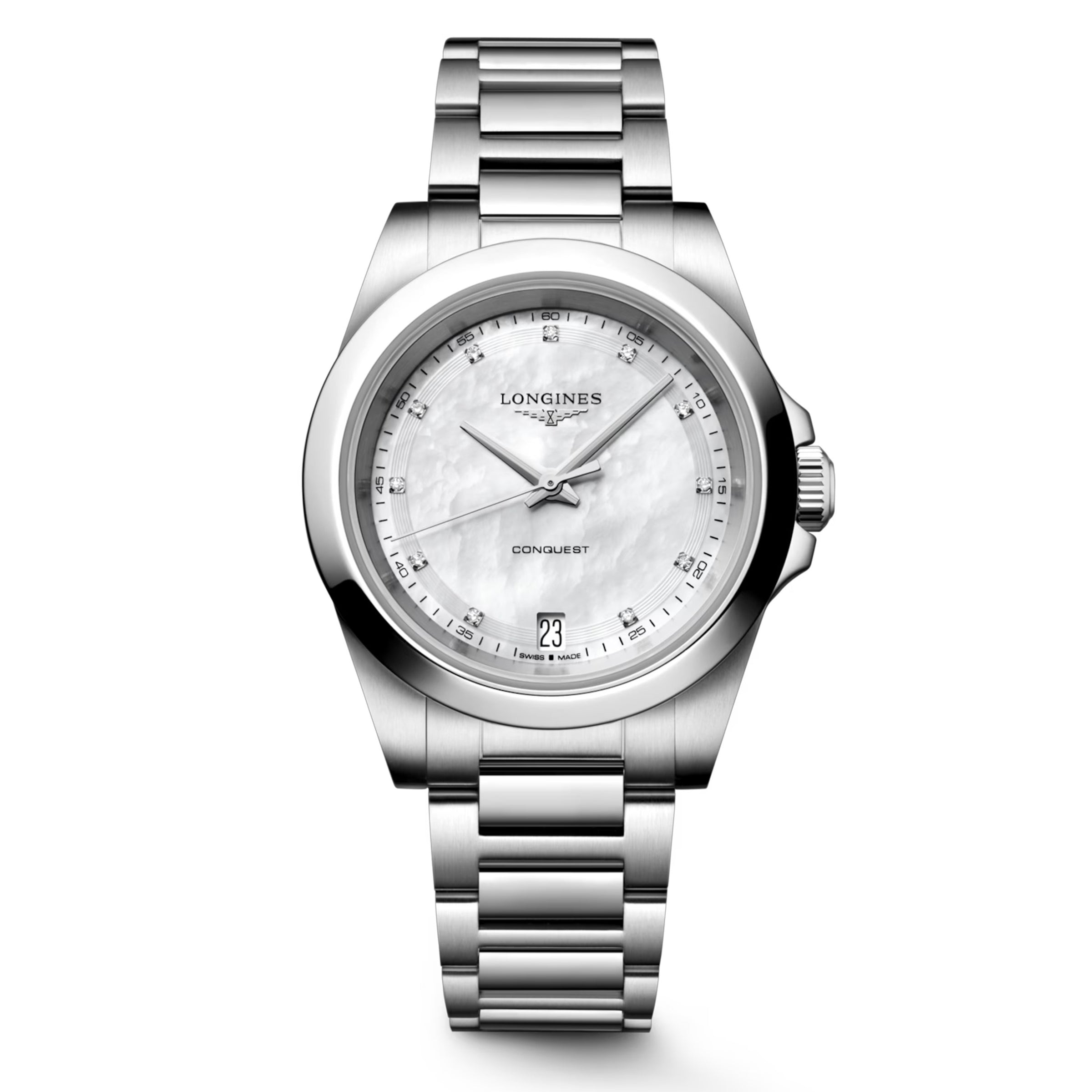 Longines Conquest 34MM Quartz Watch Mother of Pearl Dial Stainless Steel L34604876 - NAGI