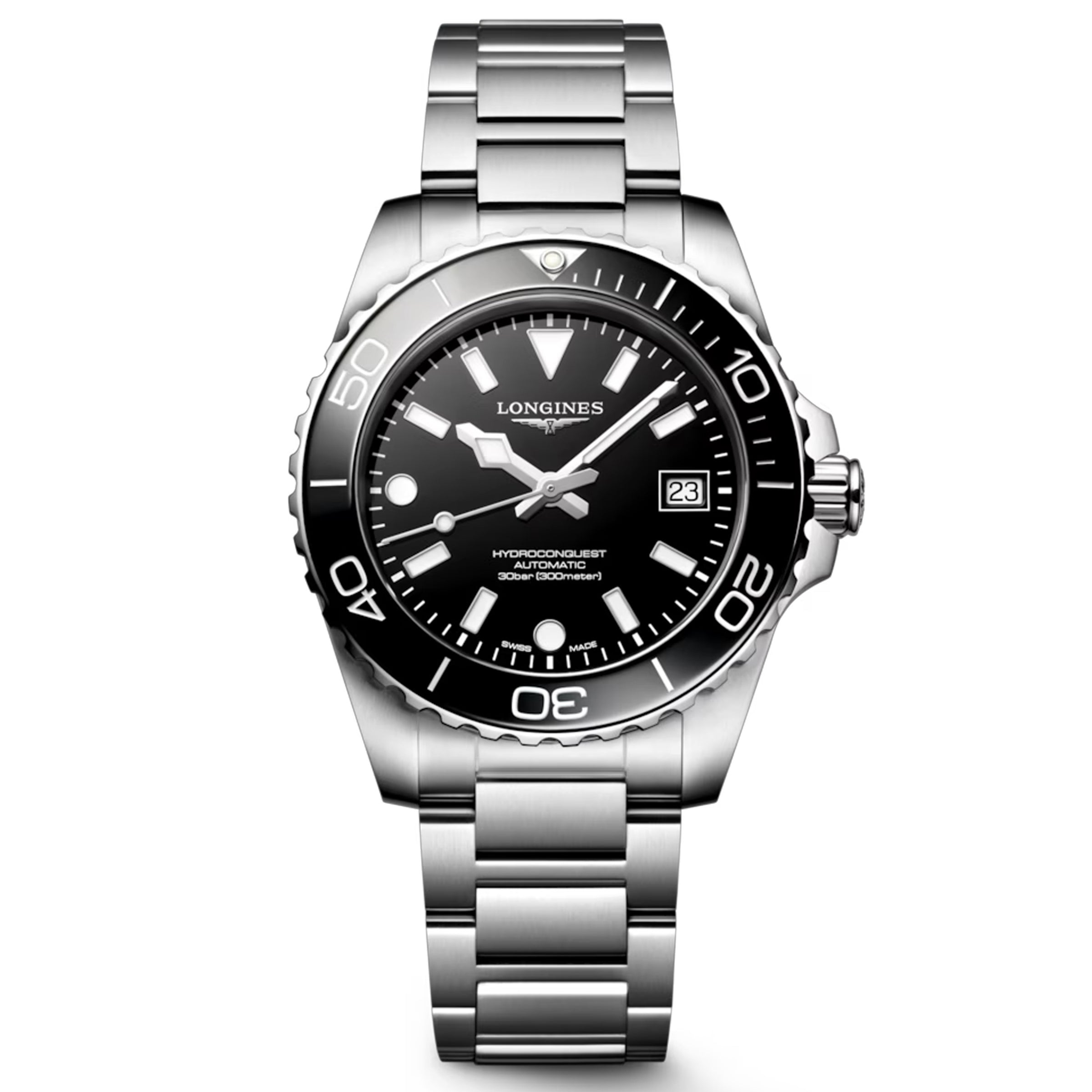 Longines Hydroconquest 39MM Automatic Watch Black Dial Stainless Steel Bracelet L37794566