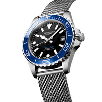 Longines Hydroconquest 39MM Black Dial Blue Bezel Mesh Steel Watch L37794906