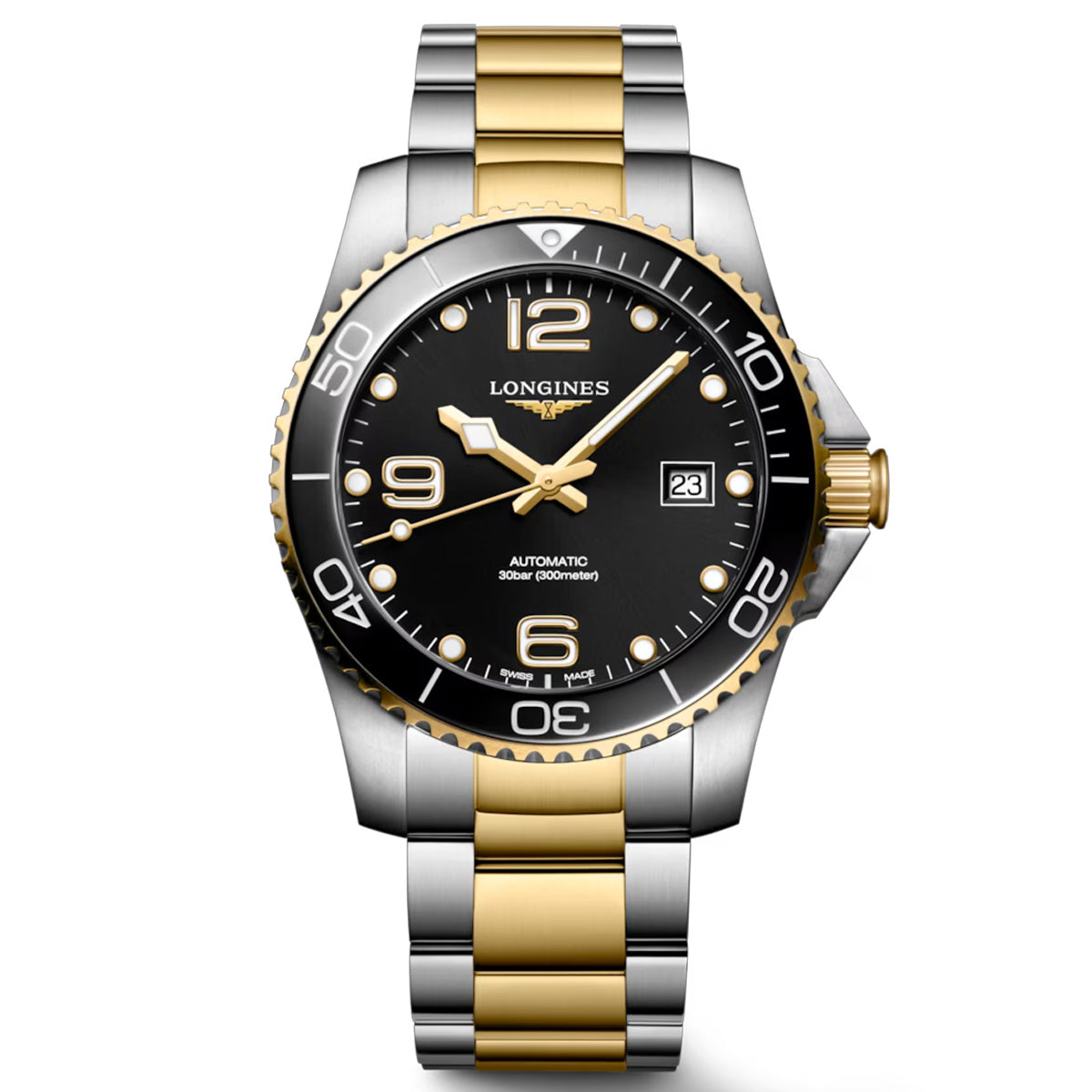 Longines Hydroconquest 41MM Automatic Black Dial Two-Tone Watch L37813567