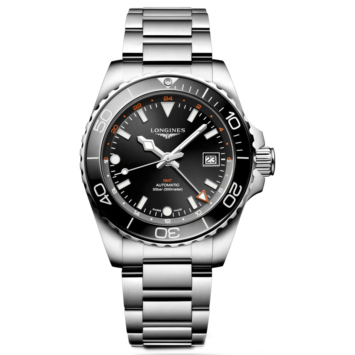 Longines HydroConquest 41MM GMT Black Dial Stainless Steel Watch L37904566