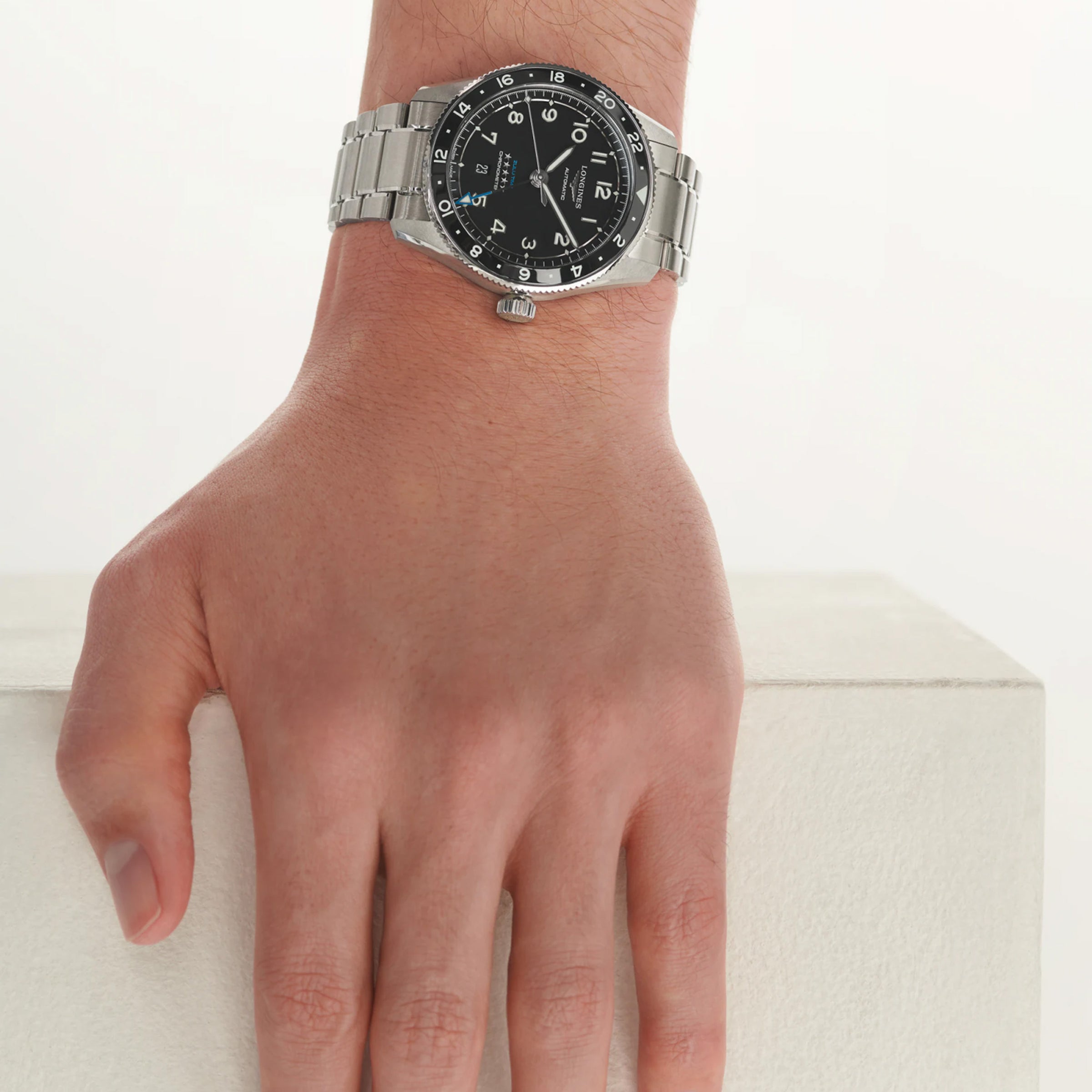 Longines Spirit Zulu Time 42MM Black Dial Automatic Stainless Steel Watch L38124536