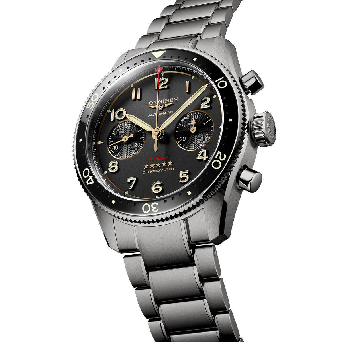 Longines Spirit Flyback 42MM Automatic Watch Chronograph Grey Dial Titanium Bracelet L38211536