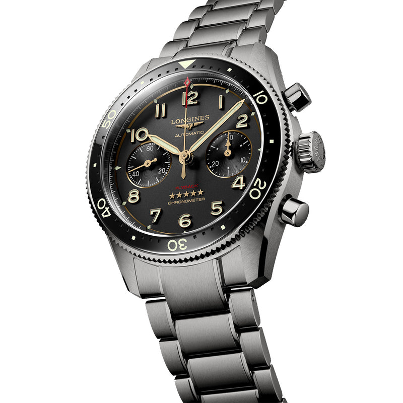Longines Spirit Flyback 42MM Automatic Watch Chronograph Grey Dial Titanium Bracelet L38211536