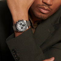 Longines Conquest 42MM Automatic Watch Chronograph Silver Dial Stainless Steel Bracelet L38354726