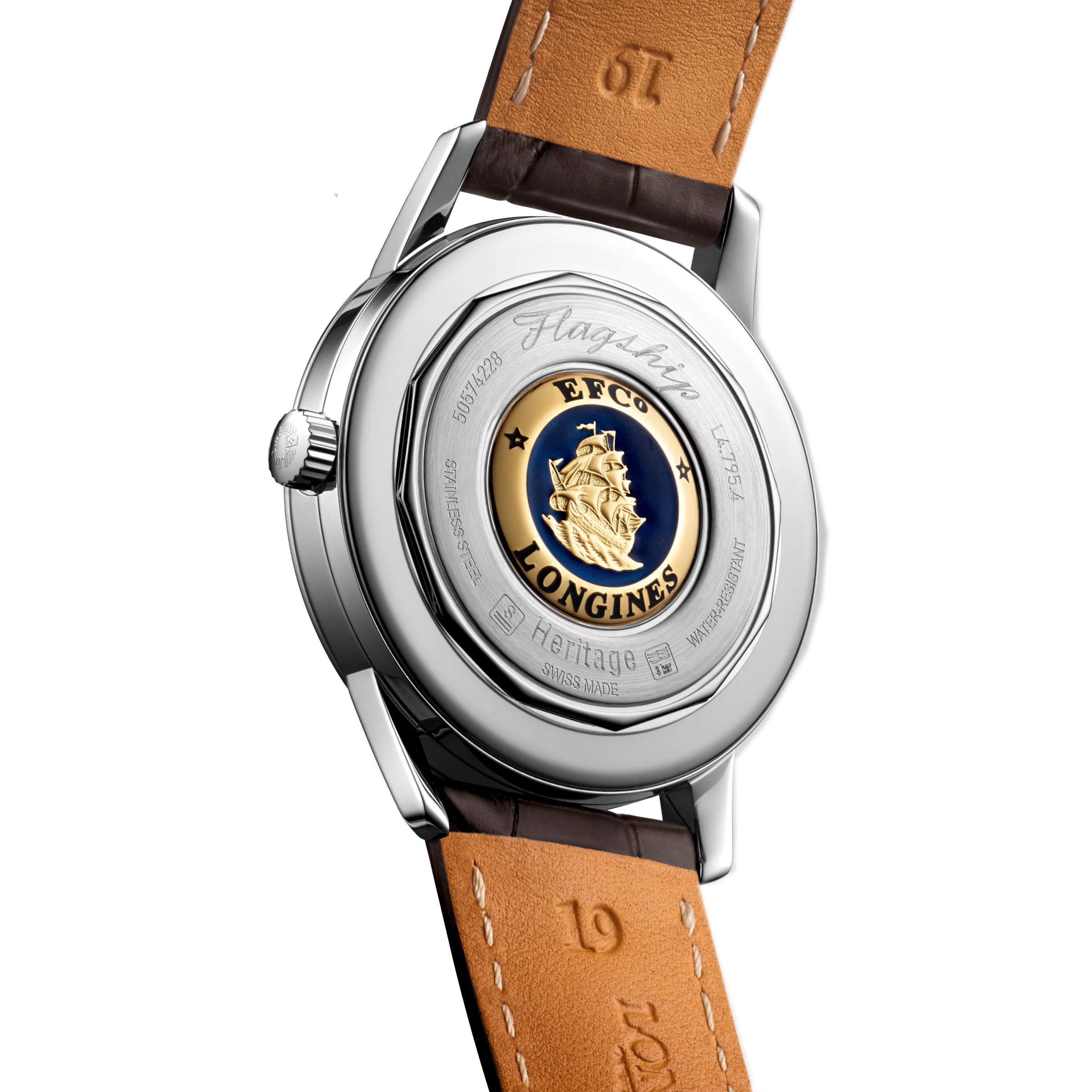 Longines Heritage Flagship 38MM Silver Dial Brown Alligator Strap Watch L47954782