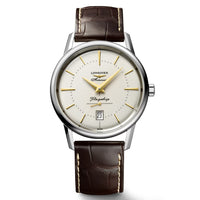 Longines Heritage Flagship 38MM Silver Dial Brown Alligator Strap Watch L47954782
