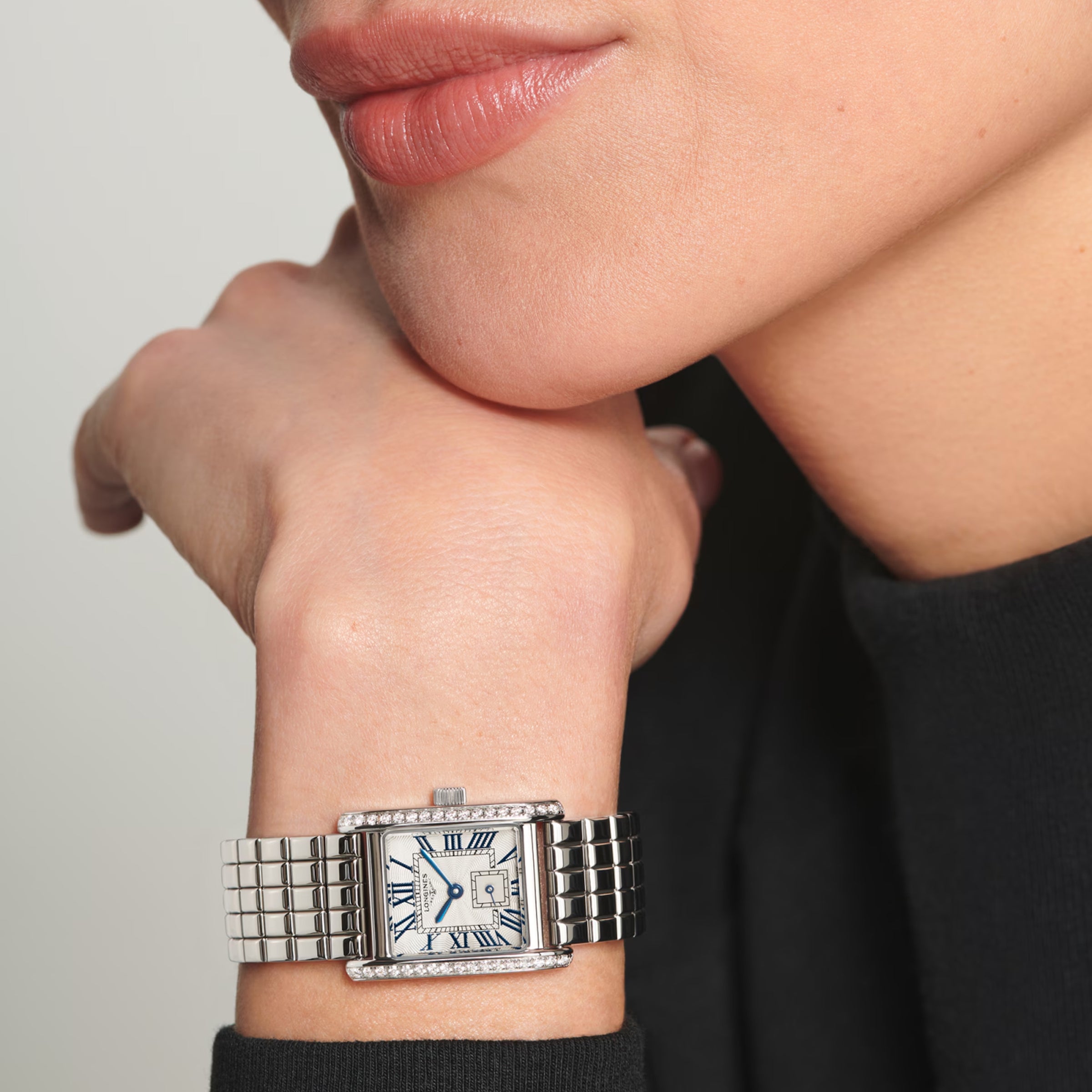 Longines Mini DolceVita Silver Flinque Dial Diamond Bezel Watch L52000716