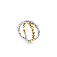 Gabriel & Co. 14K White and Yellow Gold Diamond Criss Cross Ring - NAGI