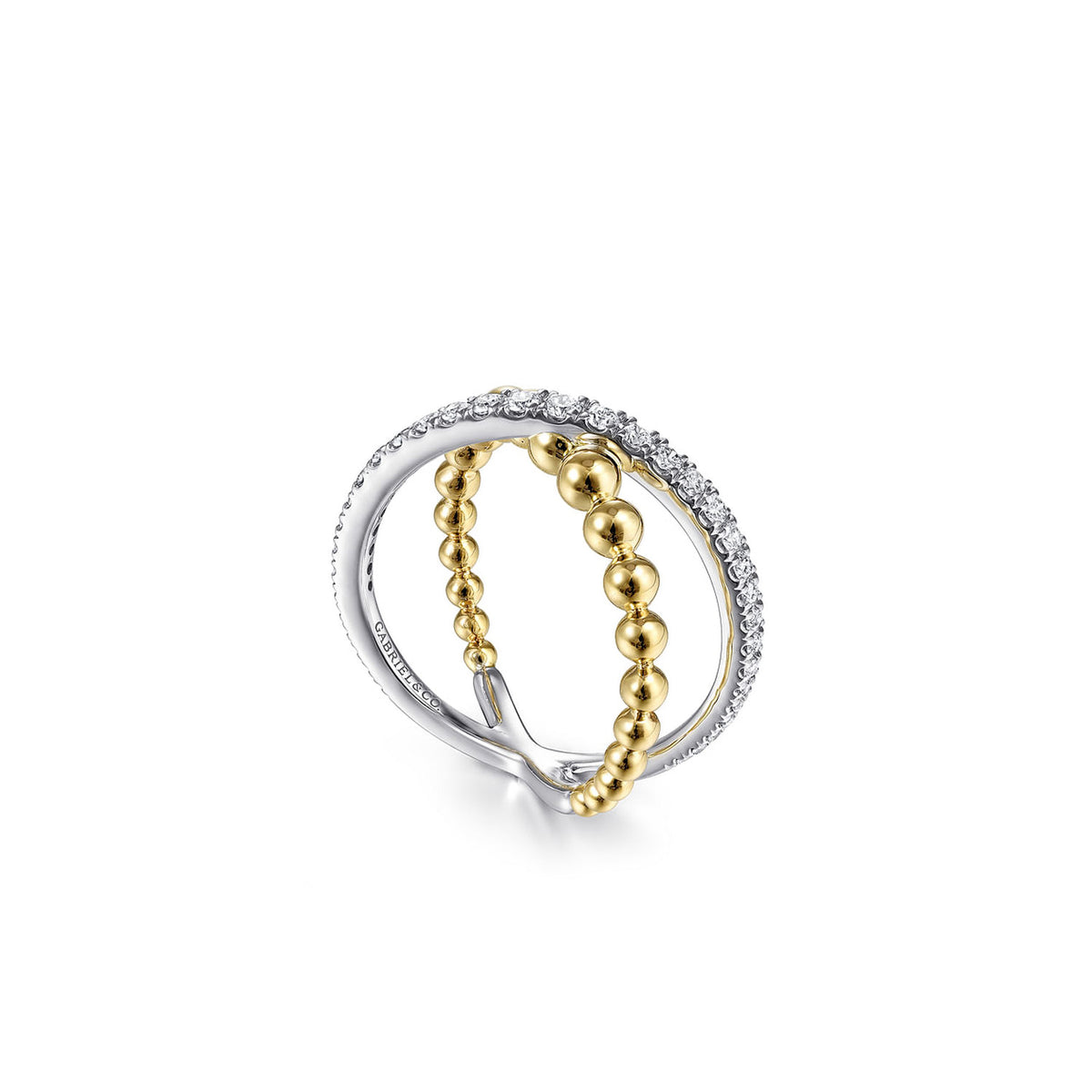 Gabriel & Co. 14K White and Yellow Gold Diamond Criss Cross Ring - NAGI