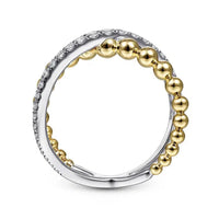 Gabriel & Co. 14K White and Yellow Gold Bujukan Diamond Criss Cross Ring With Diamonds - NAGI
