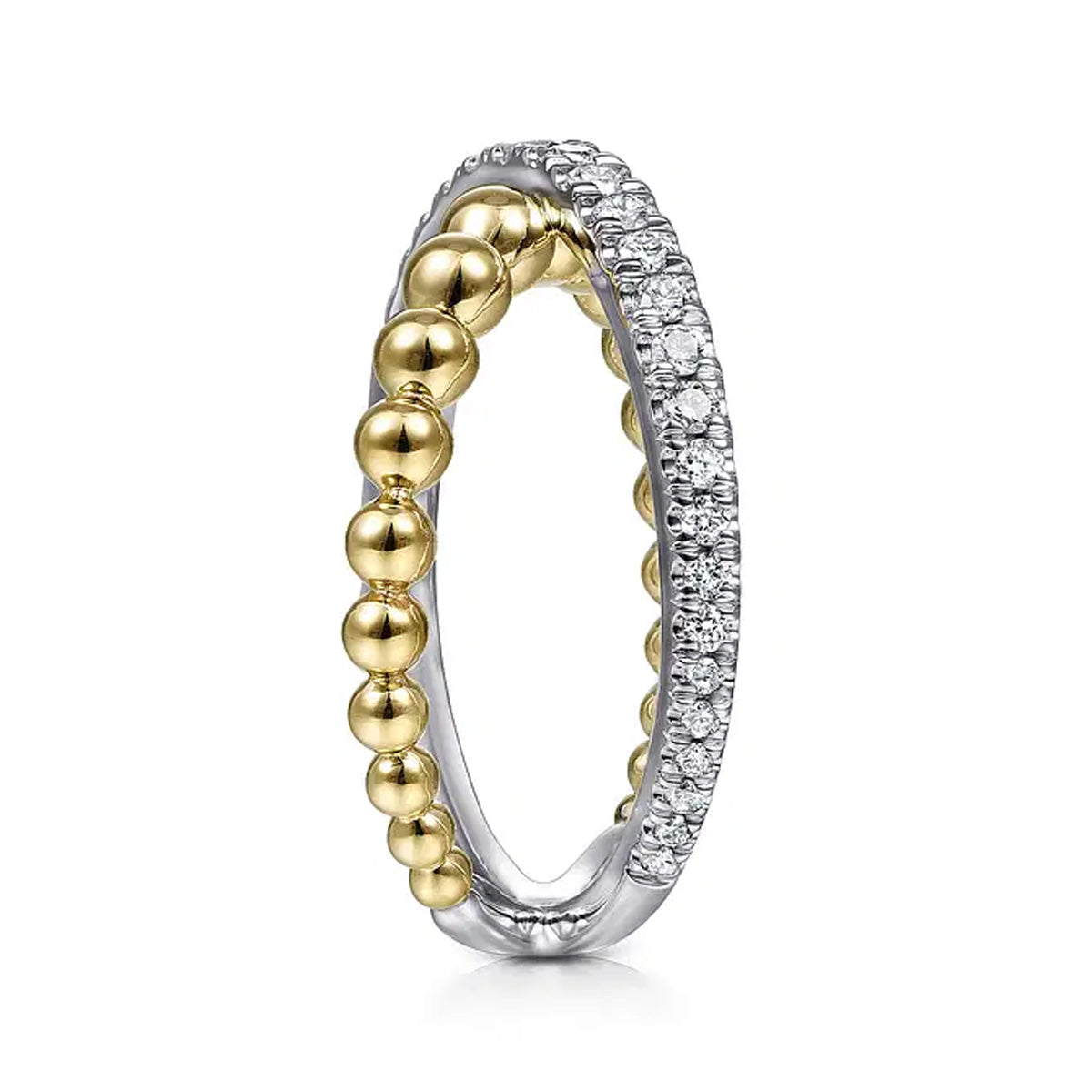 Gabriel & Co. 14K White and Yellow Gold Bujukan Diamond Criss Cross Ring With Diamonds - NAGI