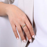 Gabriel & Co. 14K White and Yellow Gold Bujukan Diamond Criss Cross Ring With Diamonds - NAGI