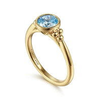 Gabriel & Co. 14K Yellow Gold Blue Topaz Bujukan Ring - NAGI