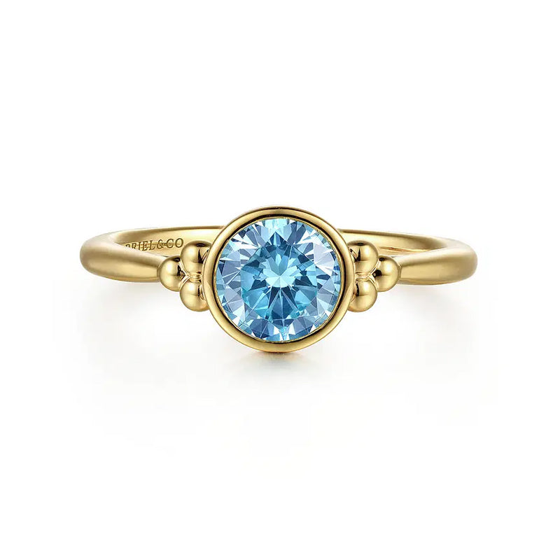 Gabriel & Co. 14K Yellow Gold Blue Topaz Bujukan Ring - NAGI