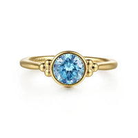 Gabriel & Co. 14K Yellow Gold Blue Topaz Bujukan Ring - NAGI