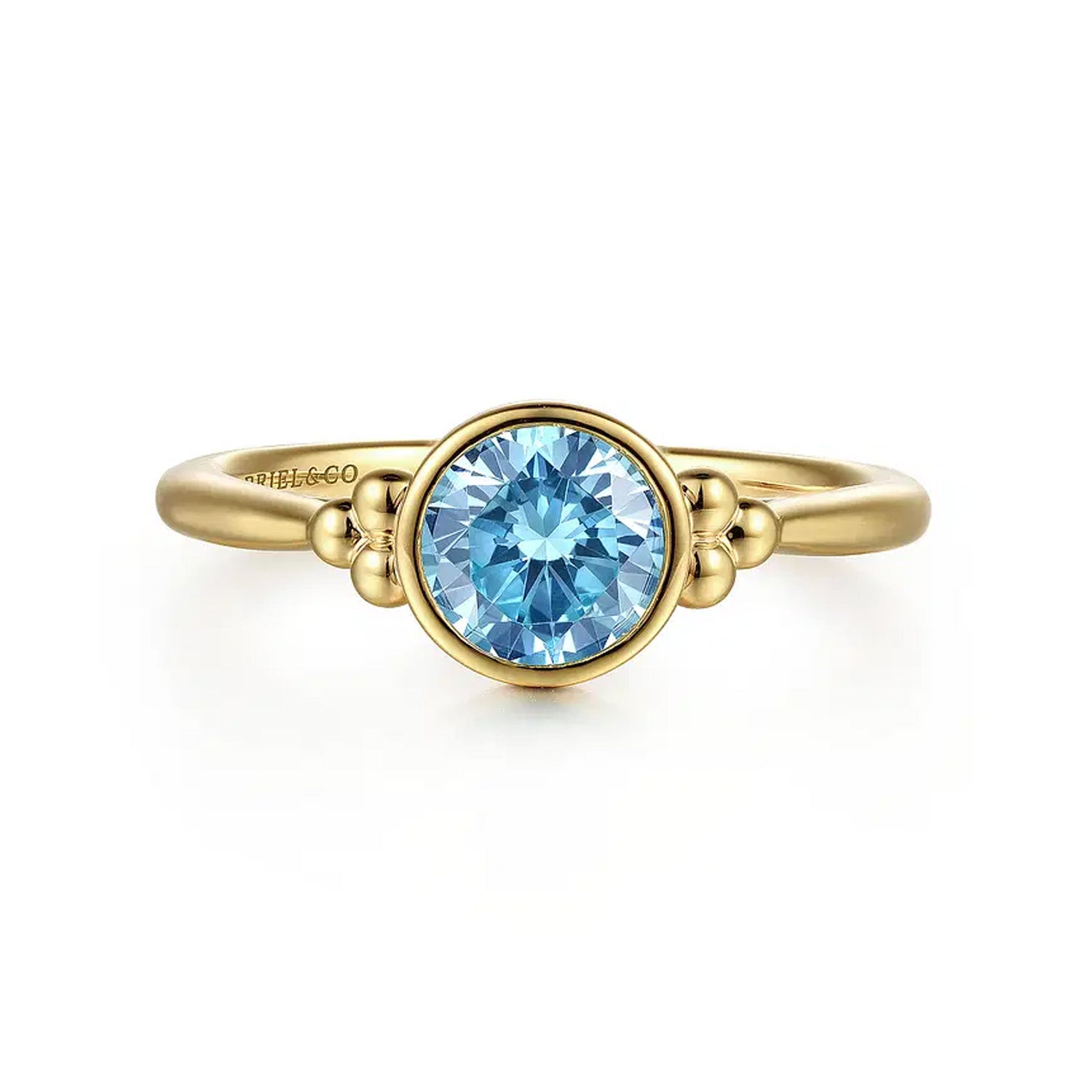 Gabriel & Co. 14K Yellow Gold Blue Topaz Bujukan Ring - NAGI