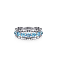 Gabriel & Co. Sterling Silver Bujukan Swiss Blue Topaz Easy Stackable Ring - NAGI