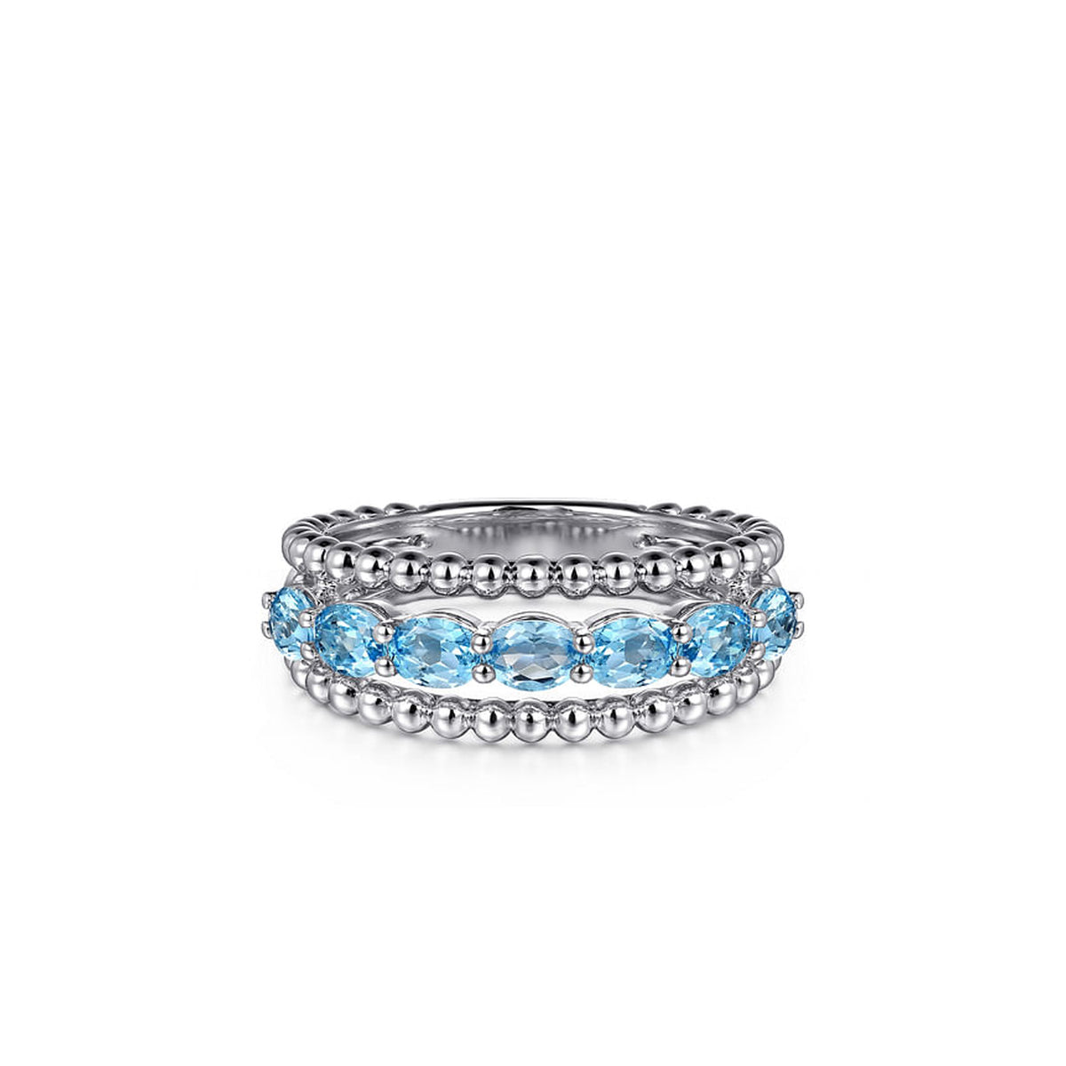 Gabriel & Co. Sterling Silver Bujukan Swiss Blue Topaz Easy Stackable Ring - NAGI