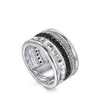 Gabriel & Co. Sterling Silver Bujukan Black Spinel Pyramid Multi-Row Ring