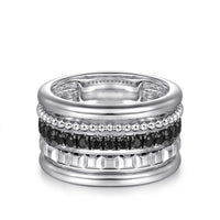 Gabriel & Co. Sterling Silver Bujukan Black Spinel Pyramid Multi-Row Ring