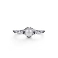 Gabriel & Co. Sterling Silver Diamond Bujukan Pearl Ring - NAGI