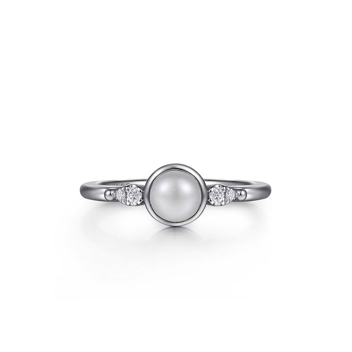 Gabriel & Co. Sterling Silver Diamond Bujukan Pearl Ring - NAGI