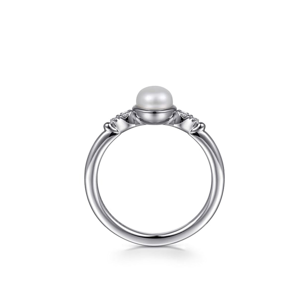 Gabriel & Co. Sterling Silver Diamond Bujukan Pearl Ring - NAGI
