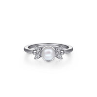 Gabriel & Co. Sterling Silver Diamond Bujukan Pearl Ladies Ring - NAGI
