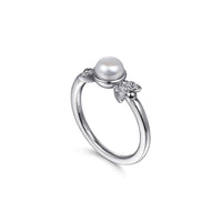 Gabriel & Co. Sterling Silver Diamond Bujukan Pearl Ladies Ring - NAGI