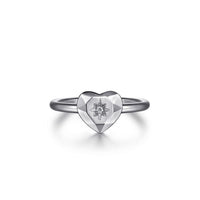 Gabriel & Co. Sterling Silver Diamond Cut Heart Ladies Ring